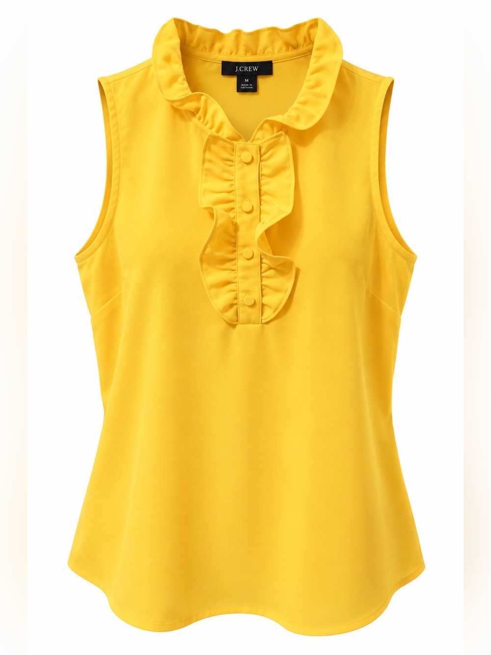J.Crew 365 Crepe Ruffle Sleeveless Blouse Warm Sun Yellow Medium